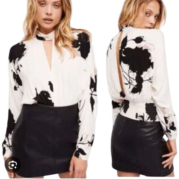 Free People Say You Love Me Floral Print Keyhole Top Size S - Picture 1 of 13